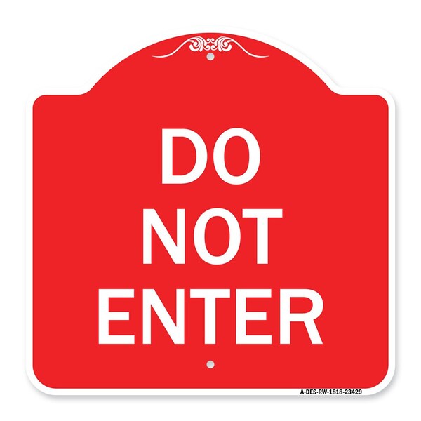 Designer Series Parking Lot Do Not Enter, Red & White Aluminum Sign, 18" x 18", RW-1818-23429